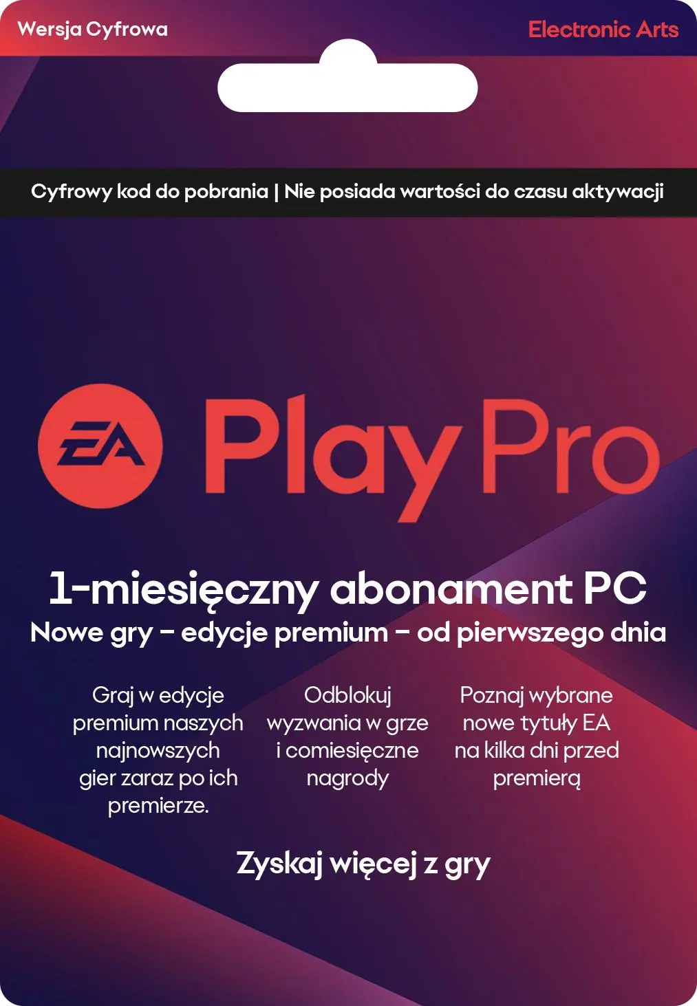 EA Play Pro 1 miesiąc [kod aktywacyjny] abonament na PC