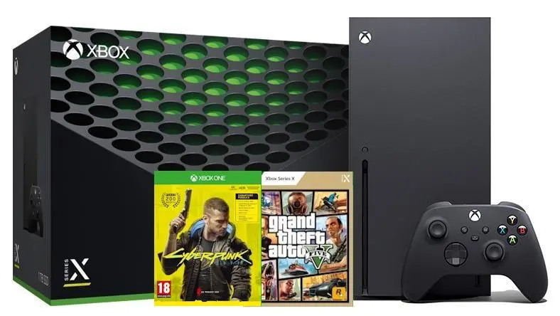 Konsola Xbox Series X 1TB z napędem + Grand Theft Auto V + Cyberpunk 2077