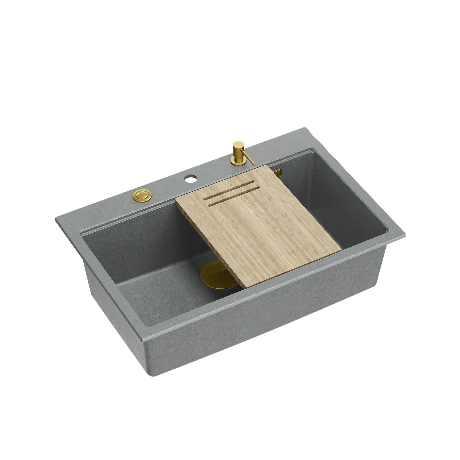 Zlewozmywak Quadron HQM7650U5_PVDG1 Marc Workstation Granitowy Srebrny kamienny/Złoty