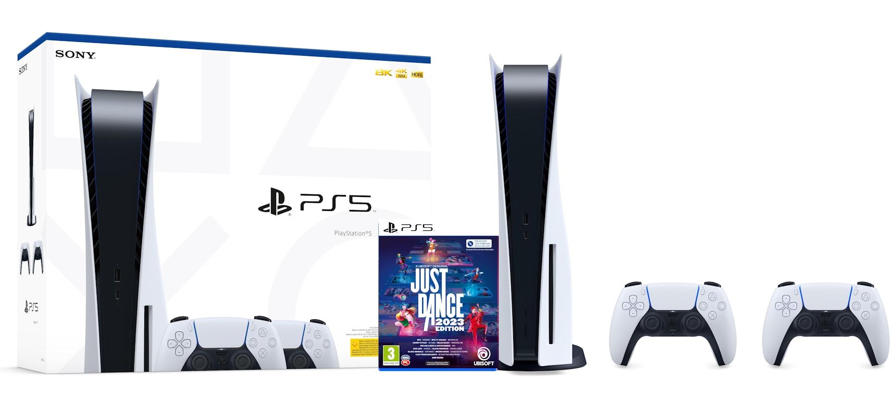 Konsola Sony PlayStation 5 (PS5) z napędem + dodatkowy pad (biały) + Just Dance 2023
