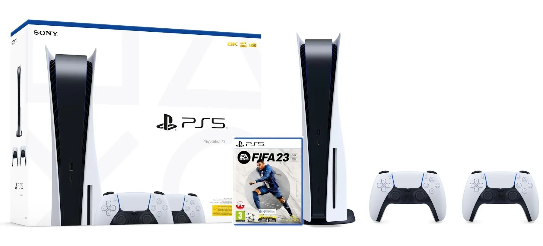 Konsola Sony PlayStation 5 (PS5) z napędem + Dodatkowy Pad Biały + FIFA 23