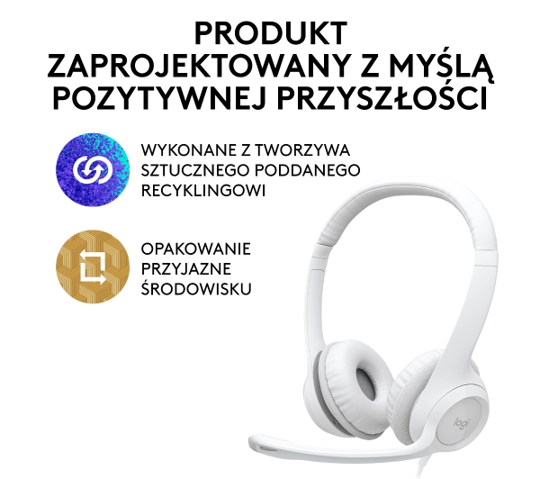 Logitech H390 Nauszne Biały