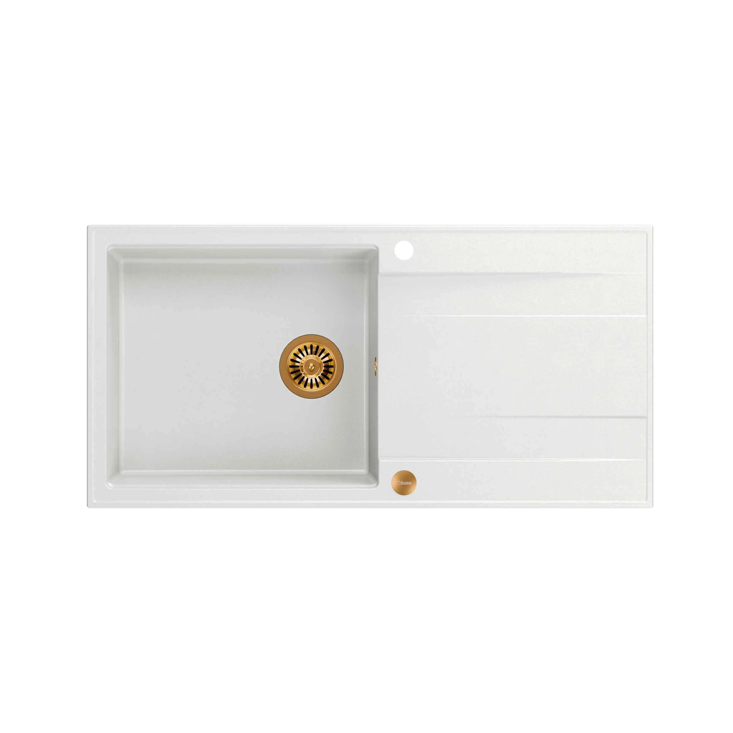 Zlewozmywak Quadron HCQE10050U1_PVDC1 P2O Evan 146 XL Granitowy Biały/Miedziany