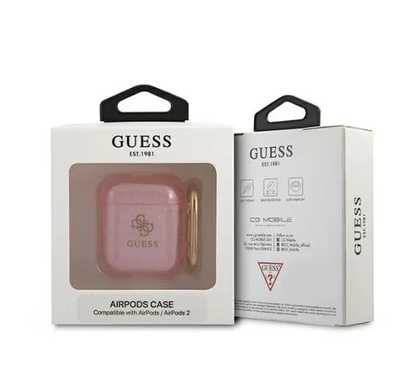 Guess Glitter Collection do AirPods Różowy
