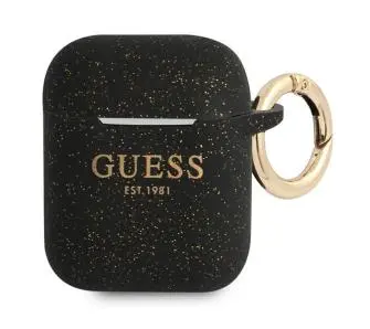 Etui na słuchawki Guess Silicone Glitter do AirPods Czarny