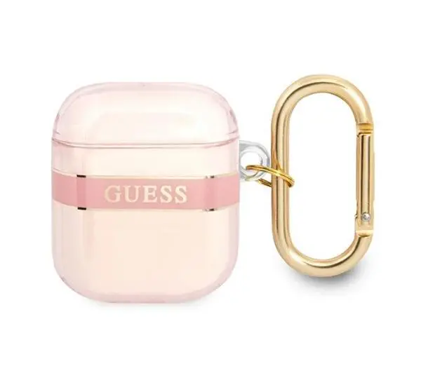 Guess Etui ochronne Strap Collection do AirPods różowe