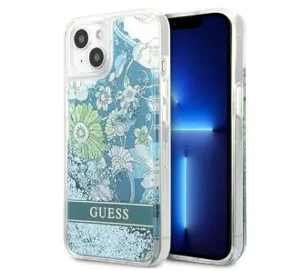 Etui Guess Flower Liquid Glitter GUHCP13MLFLSN do iPhone 13