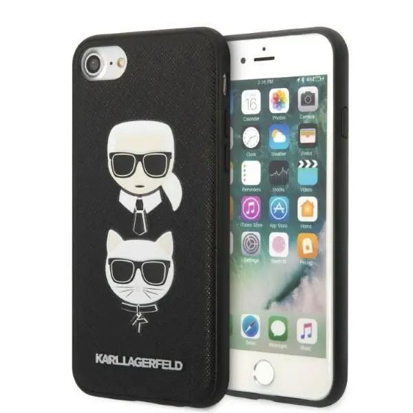 Etui Karl Lagerfeld Saffiano Karl&Choupette Head KLHCI8SAKICKCBK do iPhone 7/8/SE 2020/SE 2022