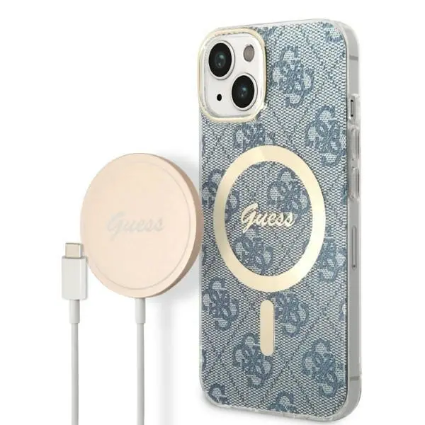 Zestaw Guess GUBPP14MH4EACSB ładowarka indukcyjna + etui 4G Print MagSafe do iPhone 14 Plus