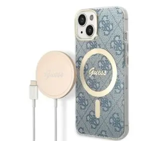 Guess GUBPP14MH4EACSB  ładowarka indukcyjna + etui 4G Print MagSafe do iPhone 14 Plus