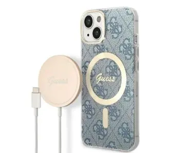 Zestaw Guess GUBPP14MH4EACSB ładowarka indukcyjna + etui 4G Print MagSafe do iPhone 14 Plus
