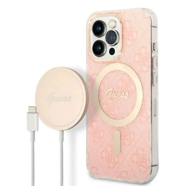 Zestaw Guess GUBPP13LH4EACSP ładowarka indukcyjna + etui 4G Print MagSafe do iPhone 13 Pro