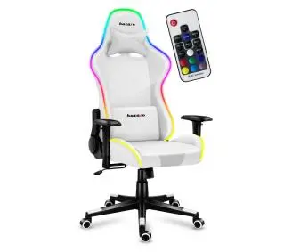 Huzaro Force 6.2 RGB LED Gamingowy do 130kg Tkanina Biały - Kup na Raty - RRSO 0%