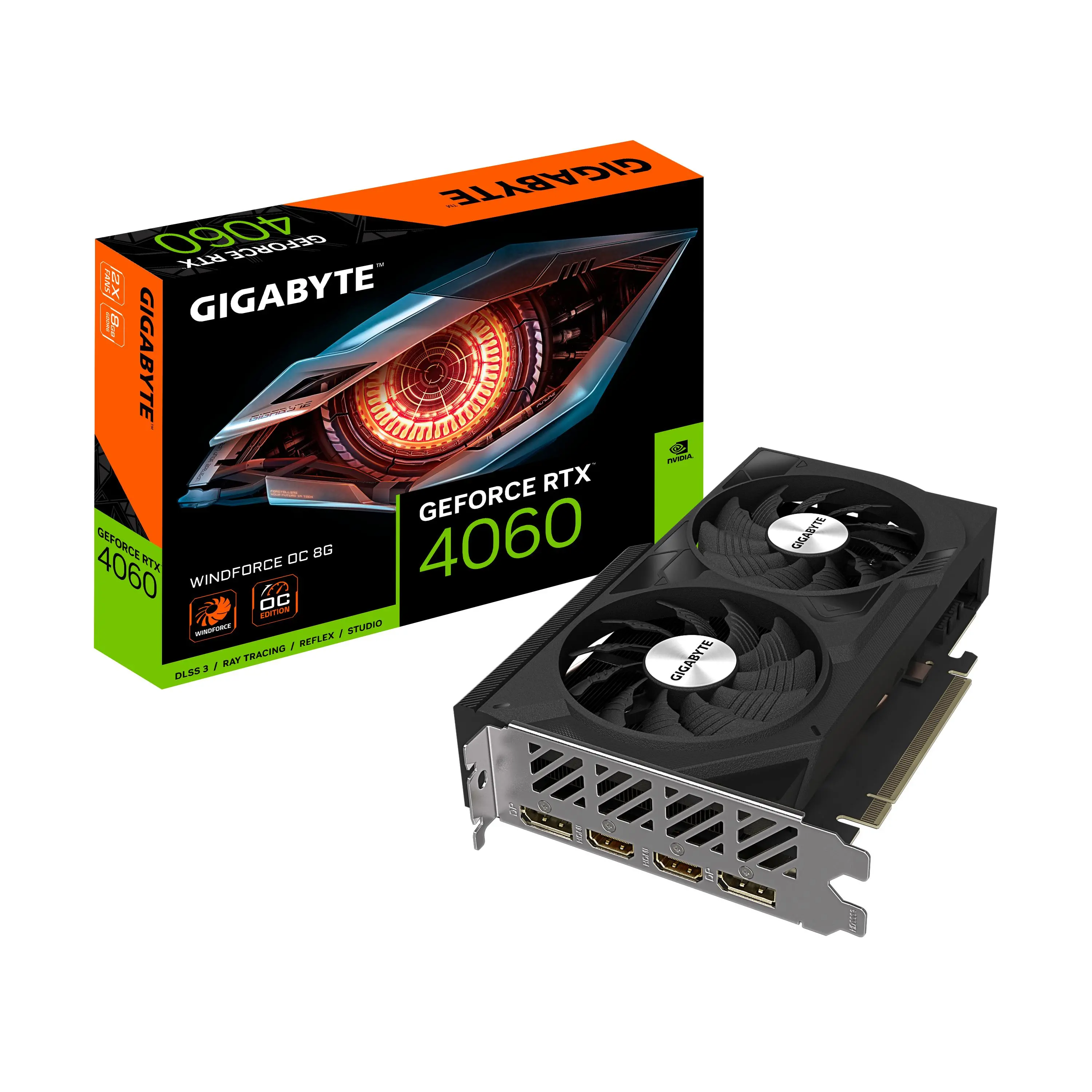 美品 GIGABYTE GeForce RTX 4060 OC 3FAN Karta graficzna Gigabyte GeForce RTX 4060 WINDFORCE OC 8GB
