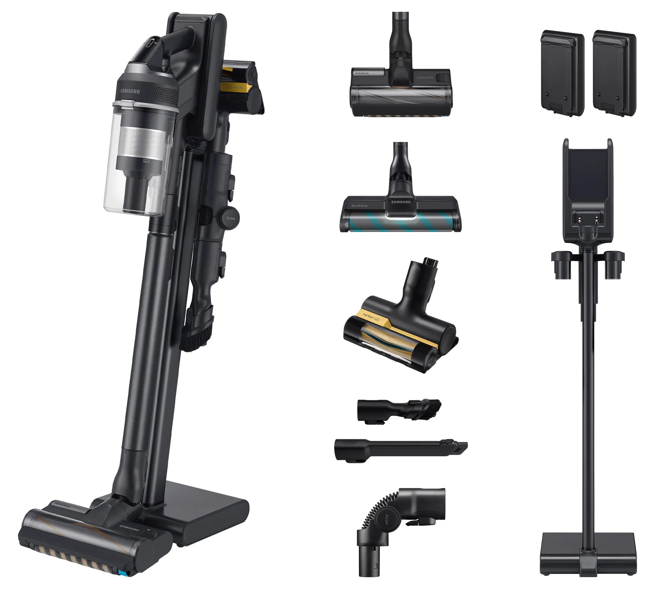 Odkurzacz bezprzewodowy Samsung Jet 95 Complete Extra VS20C9554TK/GE 120min Wymienny akumulator Mini elektroszczotka