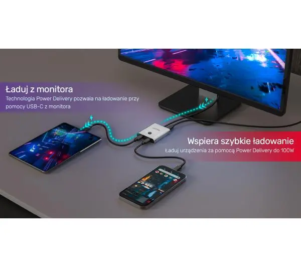 Unitek Dwukierunkowy USB-C 4K D1078A Szary