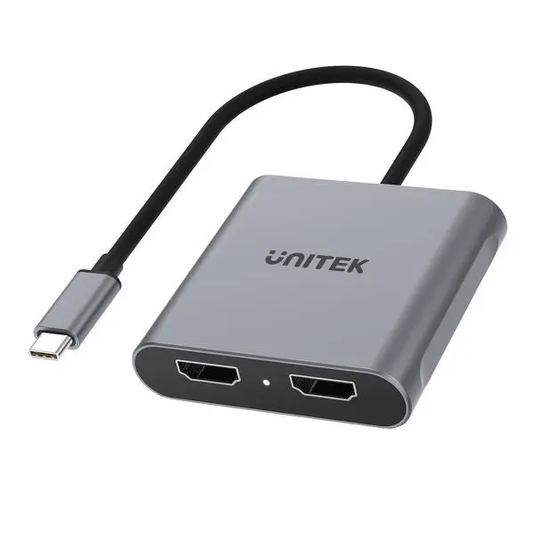 Adapter Unitek V1404B, USB-C na 2x HDMI 4K MST Szary