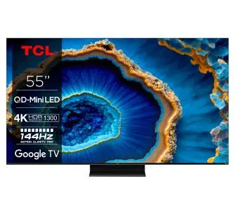 Telewizor TCL QD-Mini LED 55C805 55" QLED 4K 144Hz Google TV Dolby Vision IQ Dolby Atmos HDMI 2.1 DVB-T2