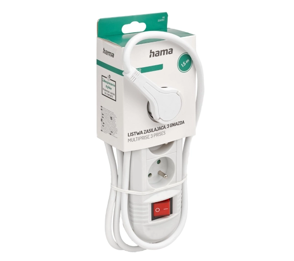 Hama P2223751 Comfort 3 gniazda 1,5m Biały