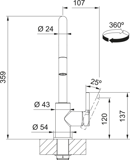 Bateria Franke Lina Pull-Out Chrom Mosiądz/Chrom