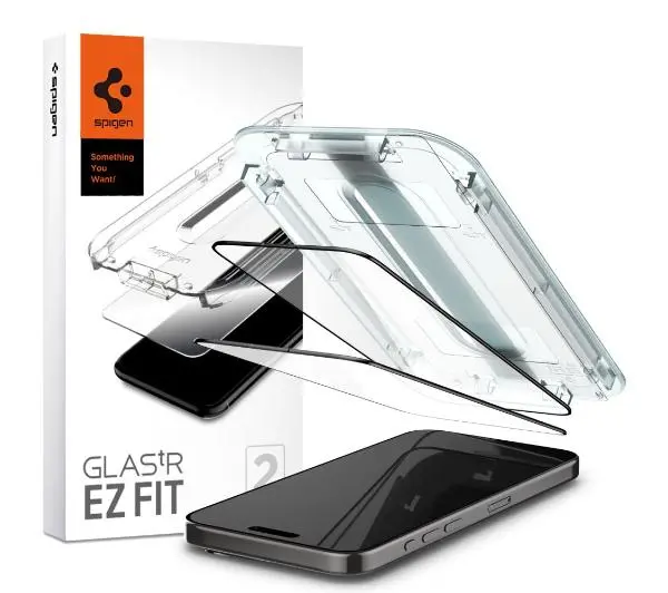 Szkło hartowane SPIGEN Glas.TR EZ Fit do Apple iPhone 15 Pro (2 szt.) Czarny