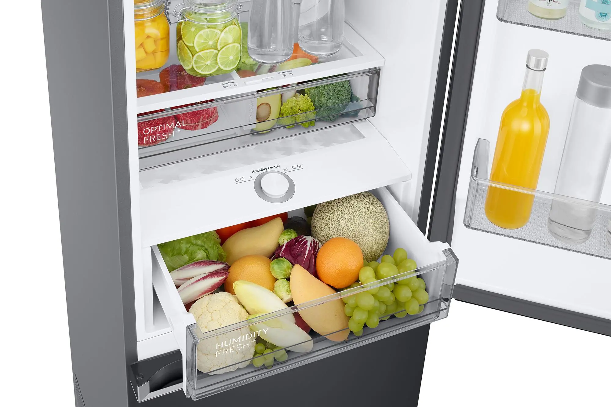 Lodówka Samsung RB38C776CB1 Pełny No Frost 203cm Szuflada z kontrolą wilgotności Zdalne sterowanie Grafitowa Stal