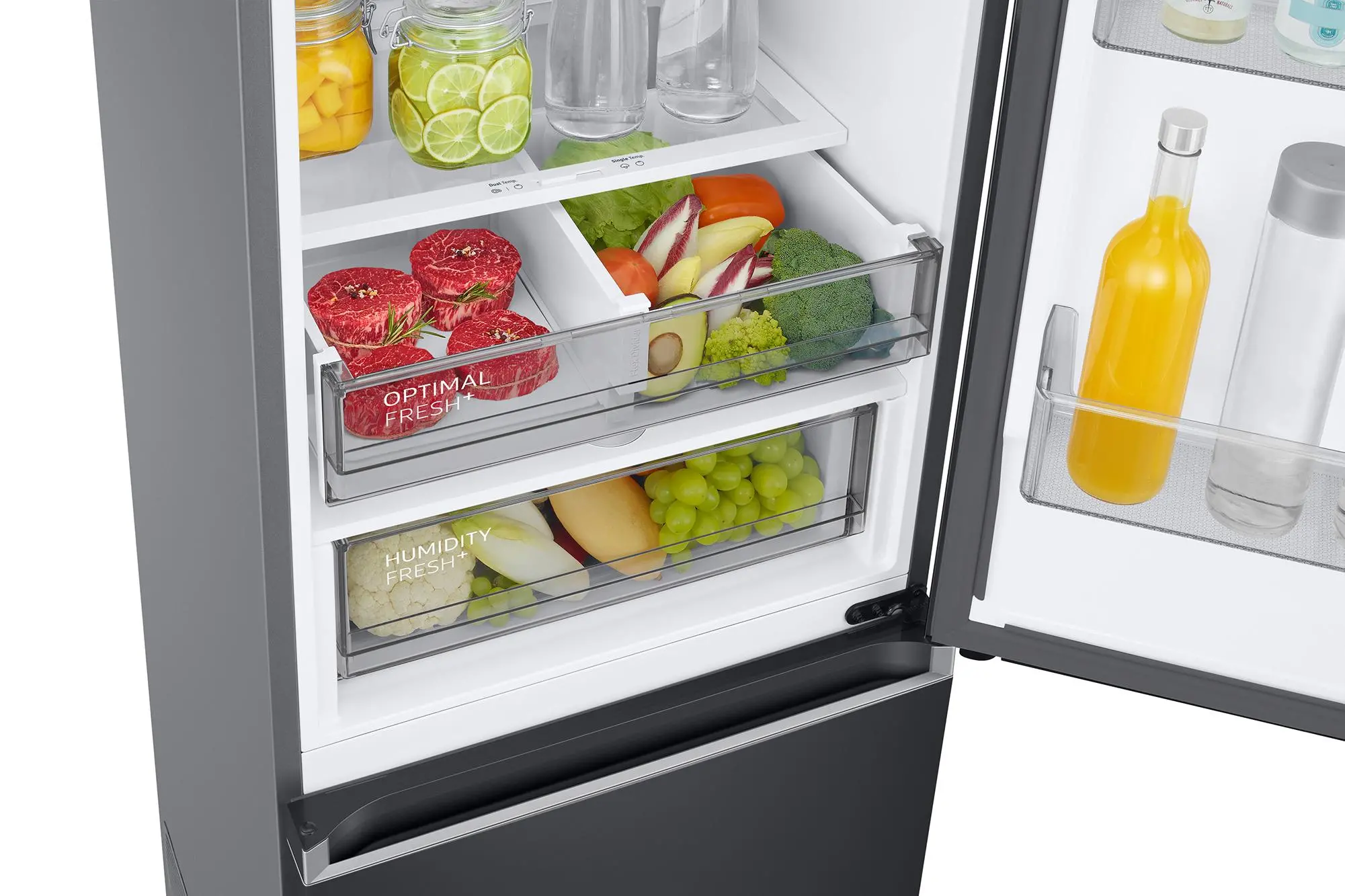 Lodówka Samsung RB38C776CB1 Pełny No Frost 203cm Szuflada z kontrolą wilgotności Zdalne sterowanie Grafitowa Stal