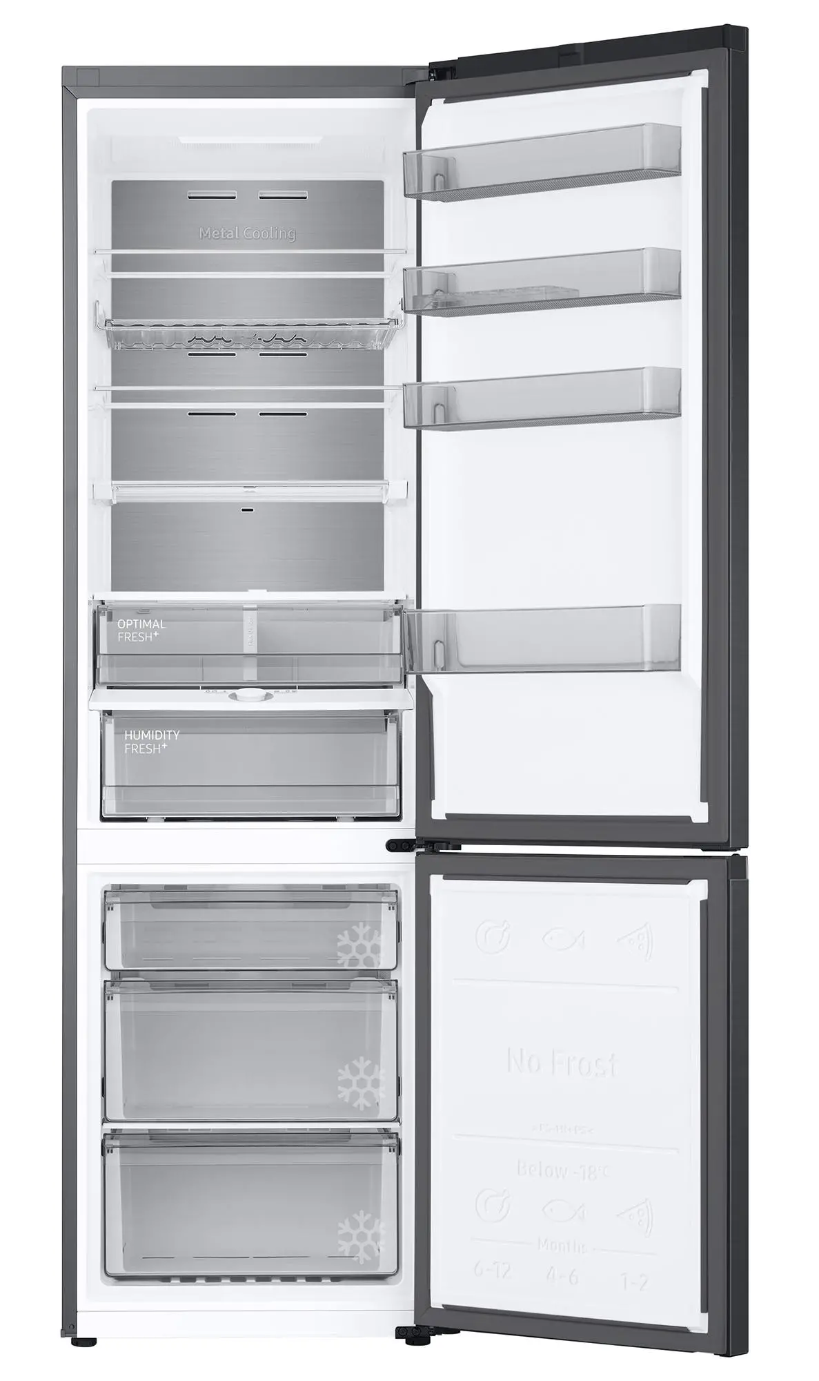 Lodówka Samsung RB38C776CB1 Pełny No Frost 203cm Szuflada z kontrolą wilgotności Zdalne sterowanie Grafitowa Stal