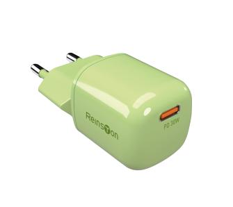 Ładowarka sieciowa Reinston ELSI020 GAN USB-C 30W Zielony