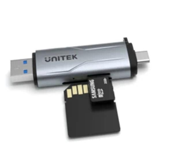 Фото - Кардридер / USB-хаб Unitek SD/microSD USB-A 5Gbps/USB-C Szary 