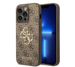 Guess 4G Big Metal Logo GUHCP15L4GMGBR do iPhone 15 Pro Brązowy