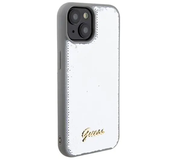 Guess Sequin Script Metal GUHCP15SPSFDGSS do iPhone 15 Srebrny