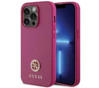 Etui Guess Strass Metal Logo GUHCP15LPS4DGPP do iPhone 15 Pro Różowy