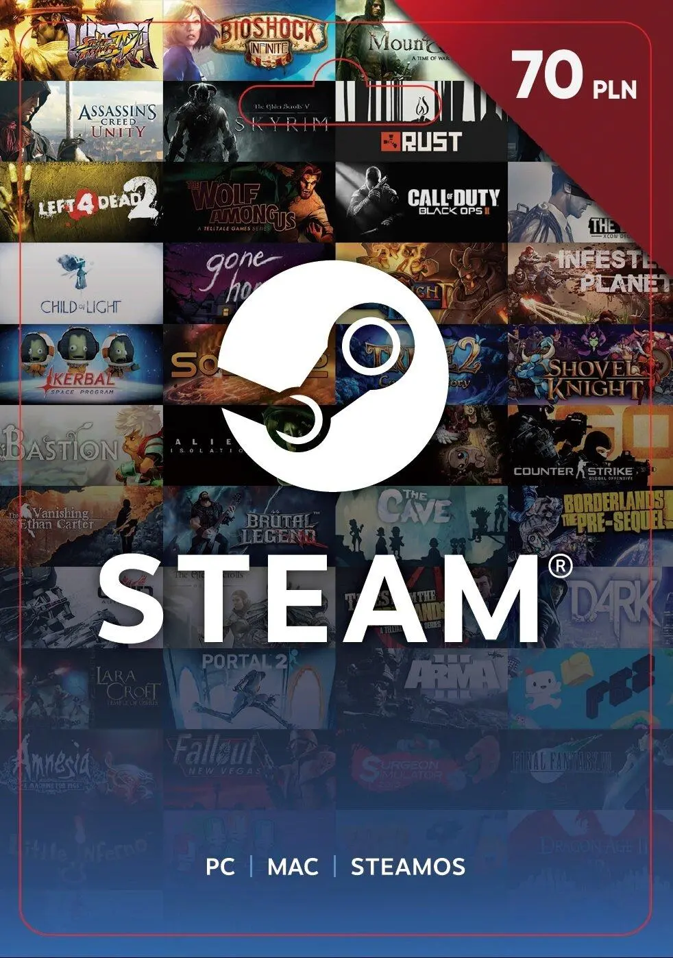 Doładowanie Steam 70zł [bon agencyjny] Obecnie dostępne tylko w sklepach stacjonarnych RTV EURO AGD