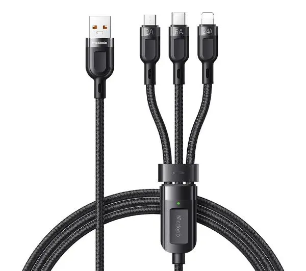 Фото - Кабель Mcdodo 3w1 USB do USB-C Lightning microUSB CA-0930 6A 1,2m Czarny 