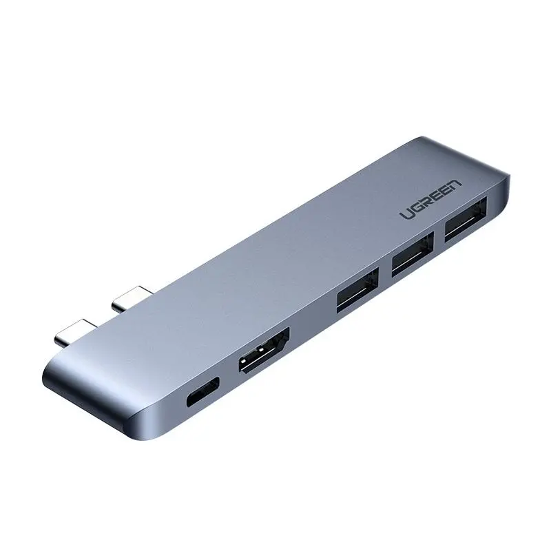 Hub USB UGREEN CM251 2xUSB-C do 3x USB 3.0, HDMI Szary