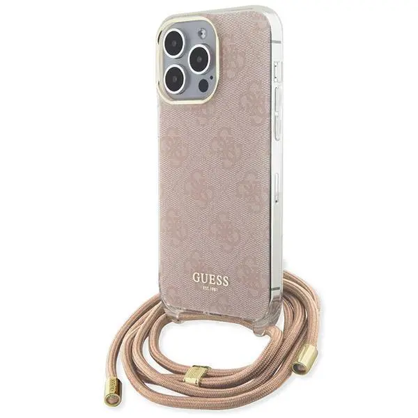 Etui Guess Crossbody Cord 4G Print GUHCP15LHC4SEP do iPhone 15 Pro Różowy
