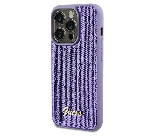 Guess Sequin Script Metal GUHCP14LPSFDGSU do iPhone 14 Pro Fioletowy