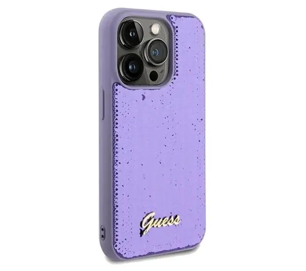 Guess Sequin Script Metal GUHCP14LPSFDGSU do iPhone 14 Pro Fioletowy