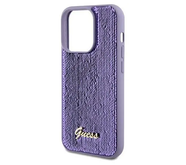 Guess Sequin Script Metal GUHCP14LPSFDGSU do iPhone 14 Pro Fioletowy