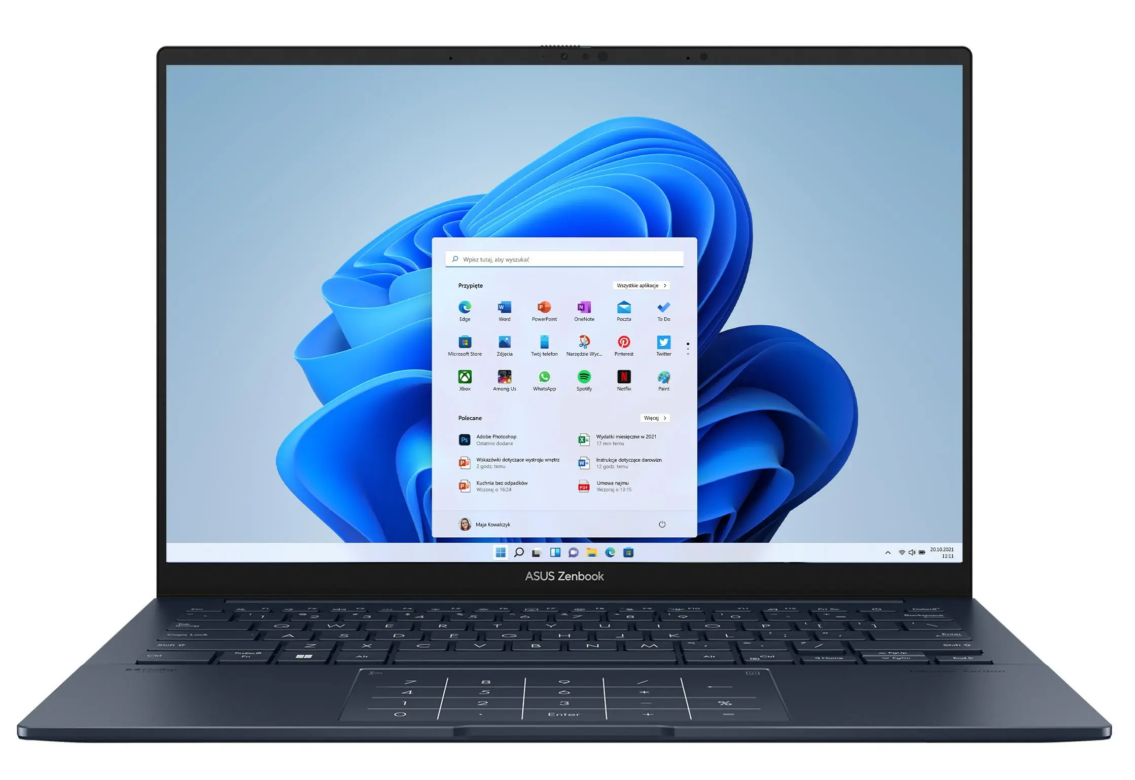 Laptop ASUS Zenbook 14 OLED UX3405MA-PP175W 14'' 120Hz Ultra 5 125H 16GB RAM 1TB Dysk SSD Win11 Niebieski Funkcje AI