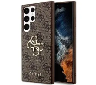 Guess 4G Big Metal Logo GUHCS24L4GMGBR do Samsung Galaxy S24 Ultra Brązowy