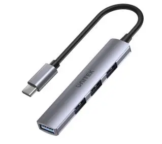 Unitek H1208B USB-C 1xUSB-A 5 Gbps, 3xUSB-A 2.0 Szary