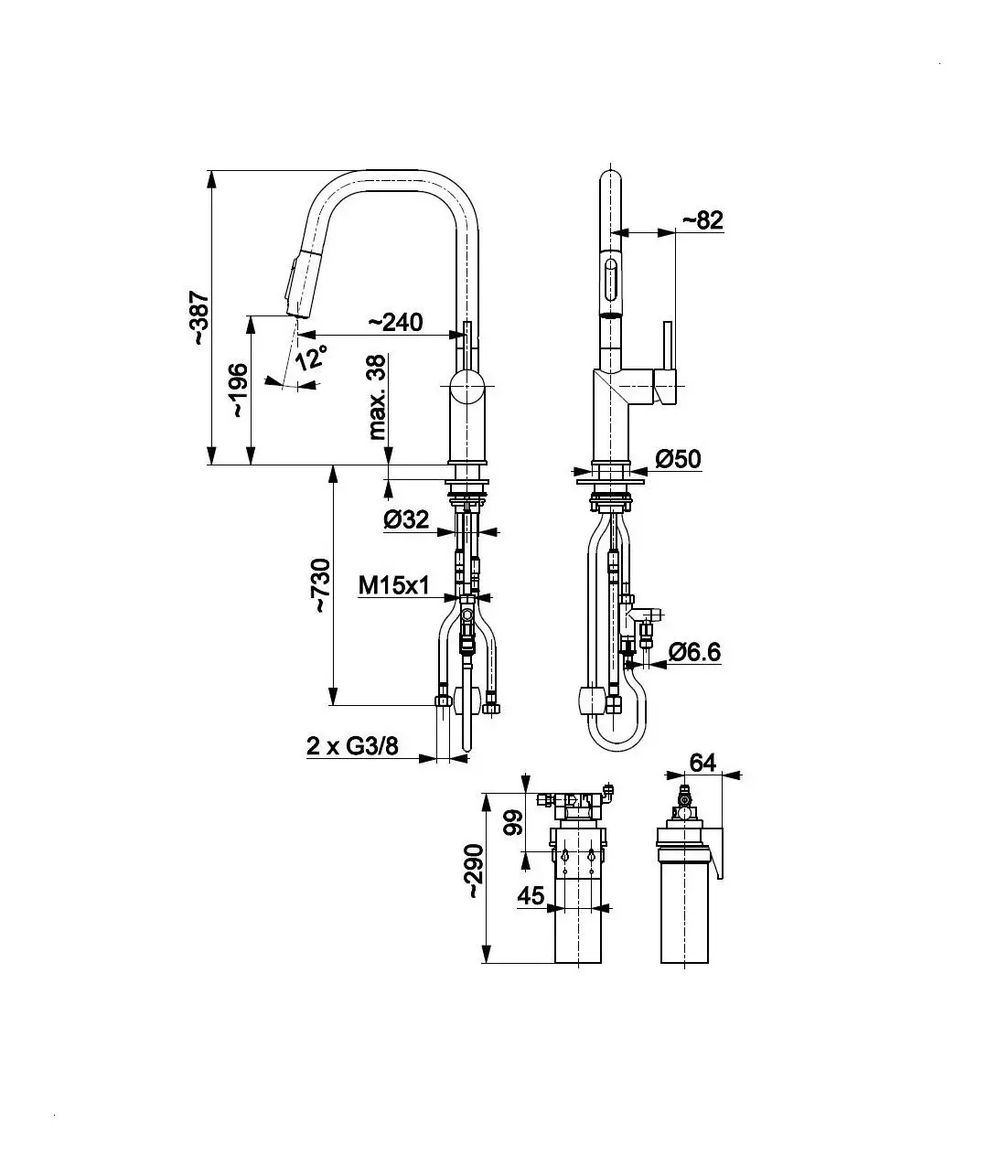 Bateria KFA Armatura Duero Pure Style Pull-Out 6623-314-81 Czarny Stal szlachetna
