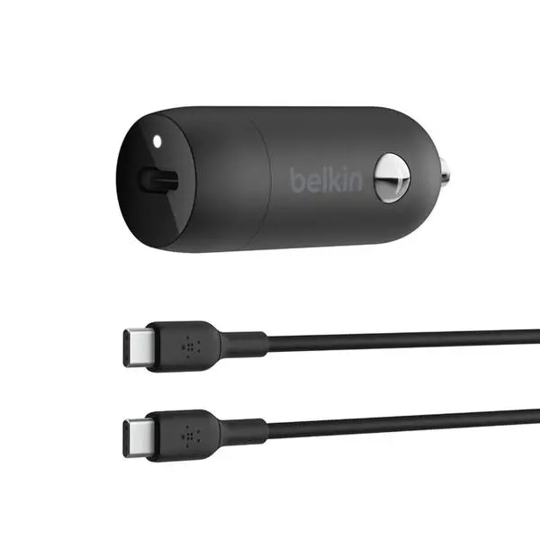 Ładowarka samochodowa Belkin USB-C 30 W kabel USB-C do USB-C Czarny