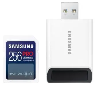 Karta pamięci Samsung PRO Ultimate 2023 SD 256GB 200/130MB/s U3 V30 + czytnik