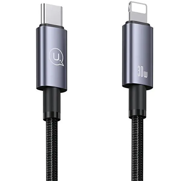 Kabel USAMS USB-C do Lightning 30W 0,25m Fast Charging Stalowy