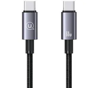 Kabel USAMS USB-C do USB-C 60W 0,25m Fast Charging Stalowy