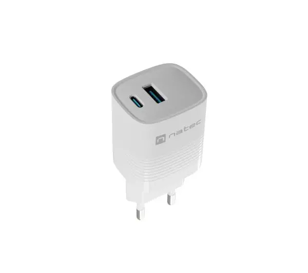 Natec Ribera GaN 1xUSB-A+1xUSB-C 30W Biały
