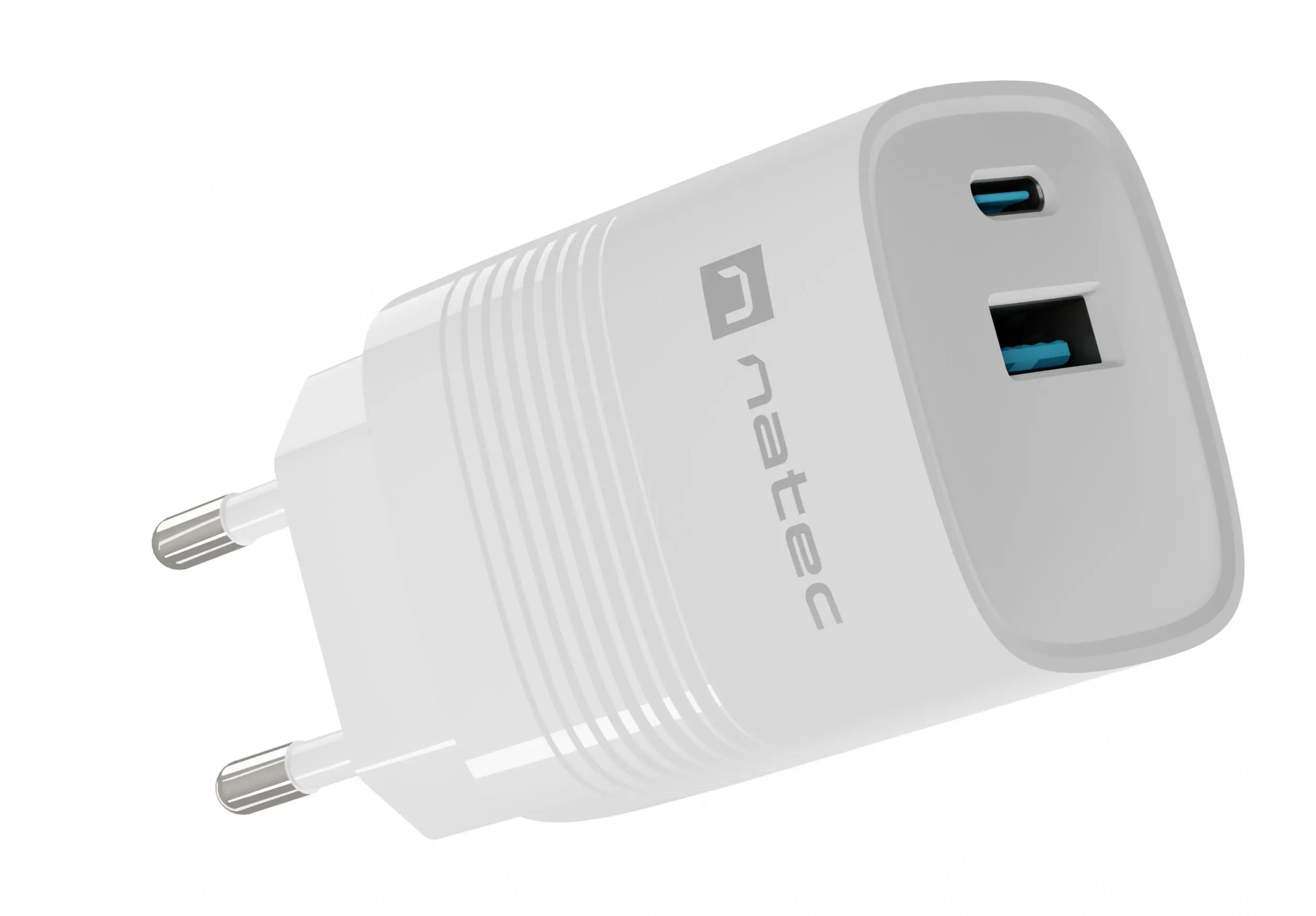 Ładowarka sieciowa Natec Ribera GaN 1xUSB-A+1xUSB-C 30W Biały